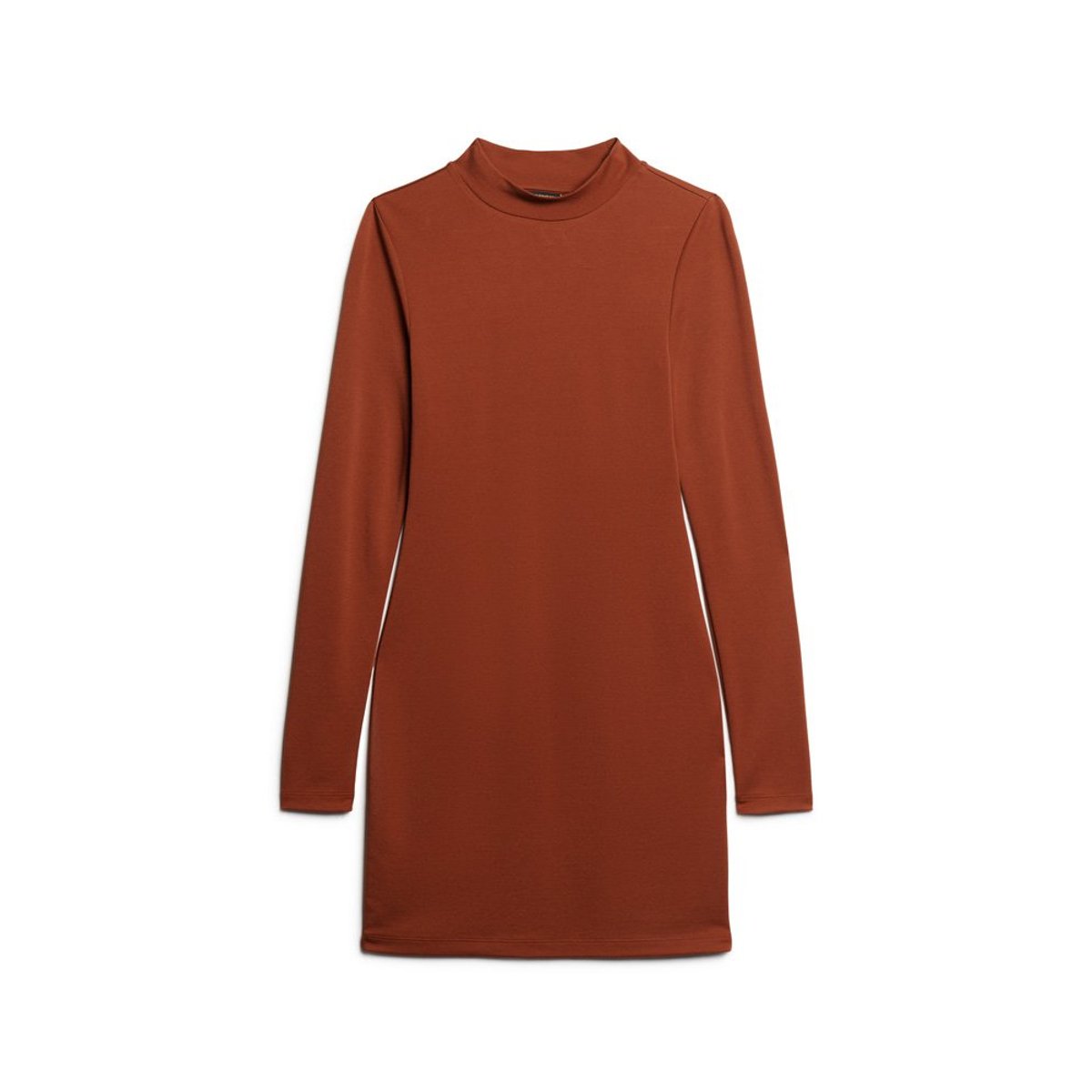 Robe courte en jersey à col cheminée rouge argile, SUPERDRY