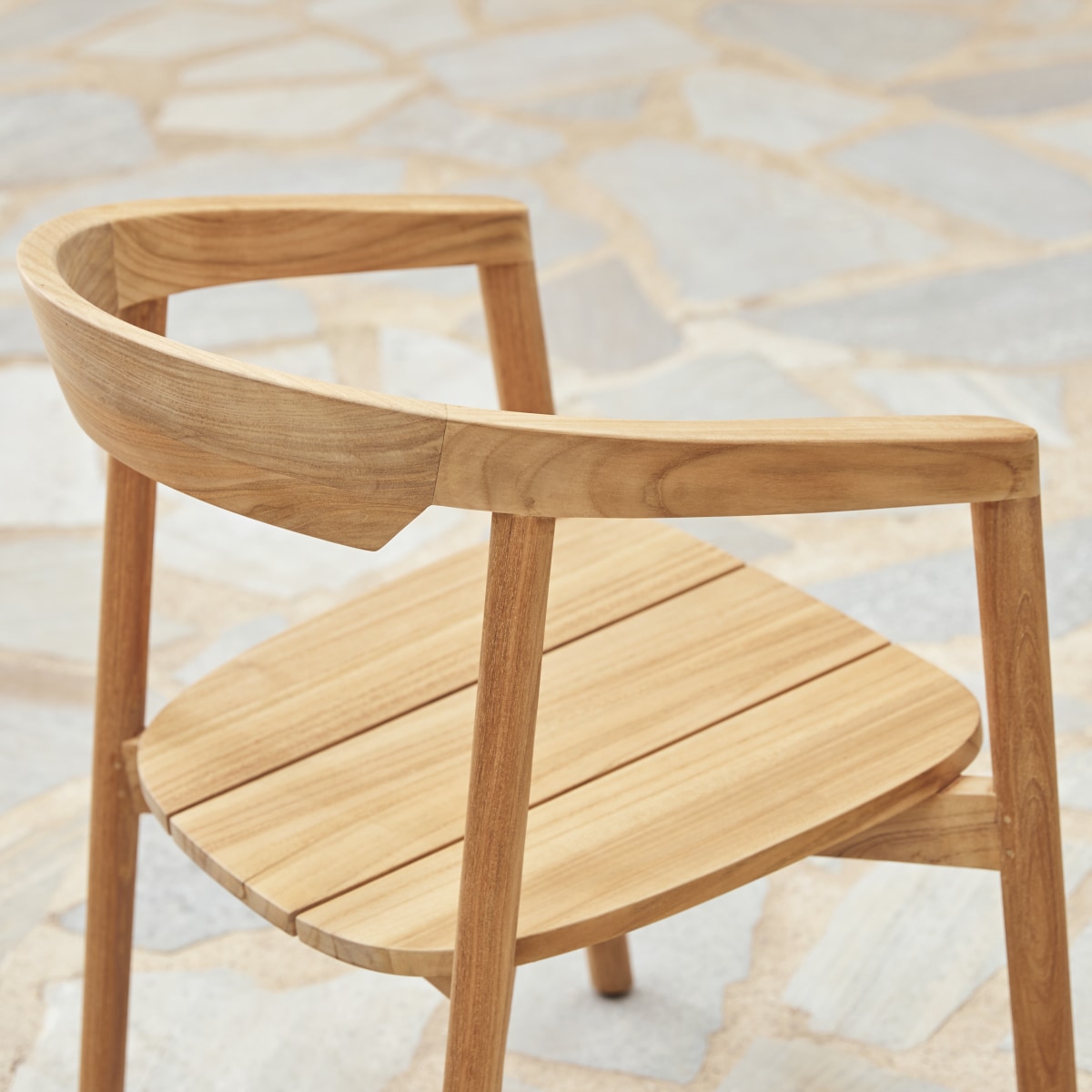 Chaise de jardin en Teck massif, FRANCIA naturel, TIKAMOON