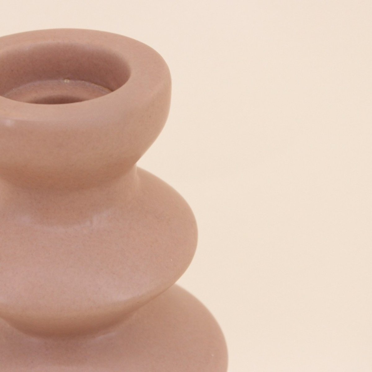 Bougeoir design en grès 30cm beige, ORNAMI