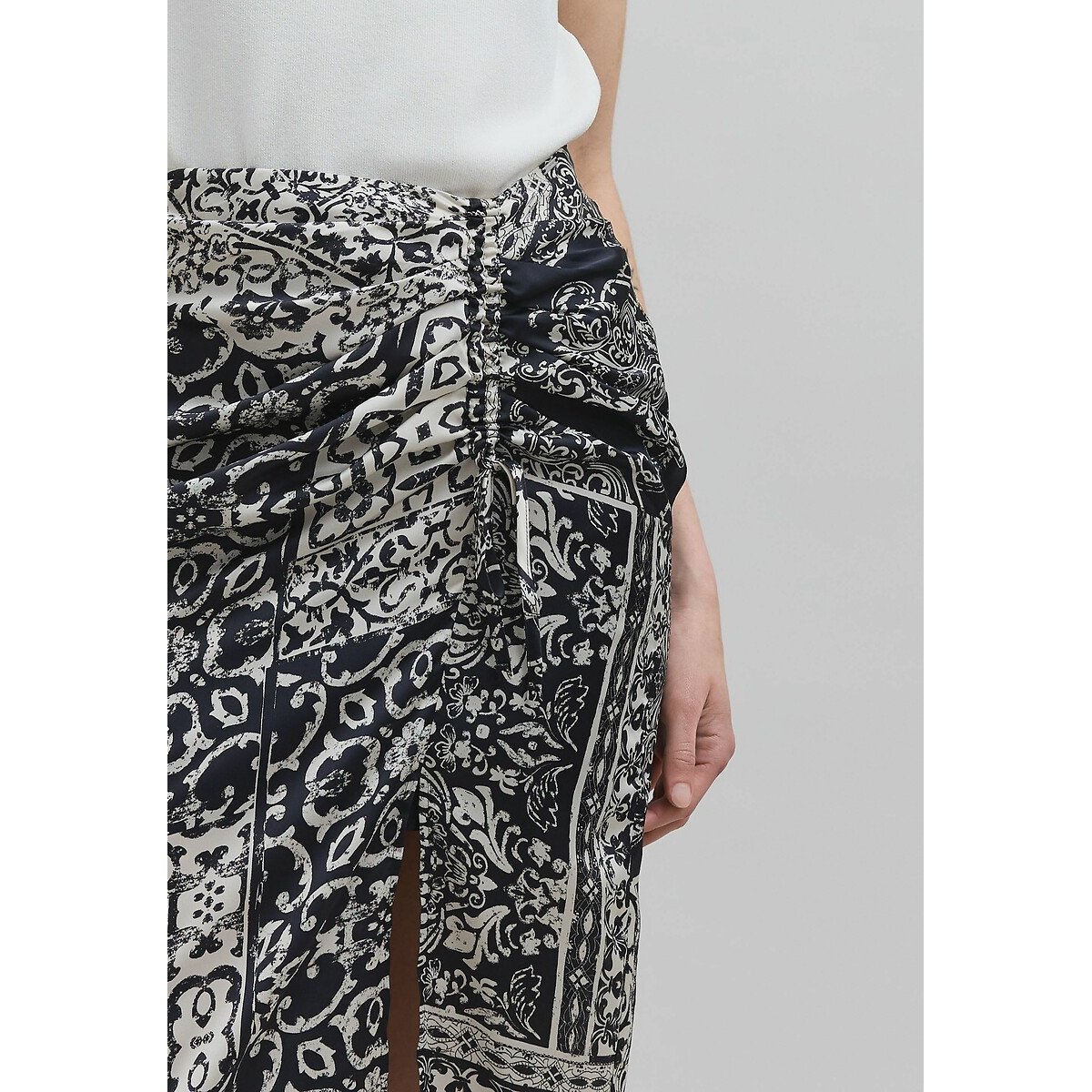 Recycled Patchwork Mini Skirt black print, IKKS
