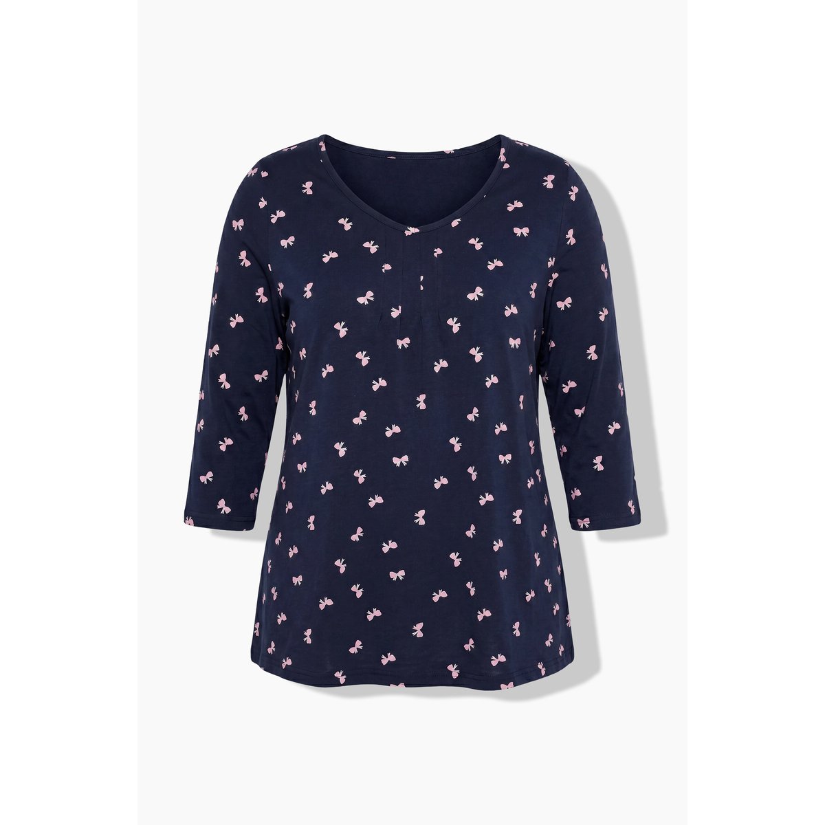 T-shirt avec plis fantaisie marine, ULLA POPKEN