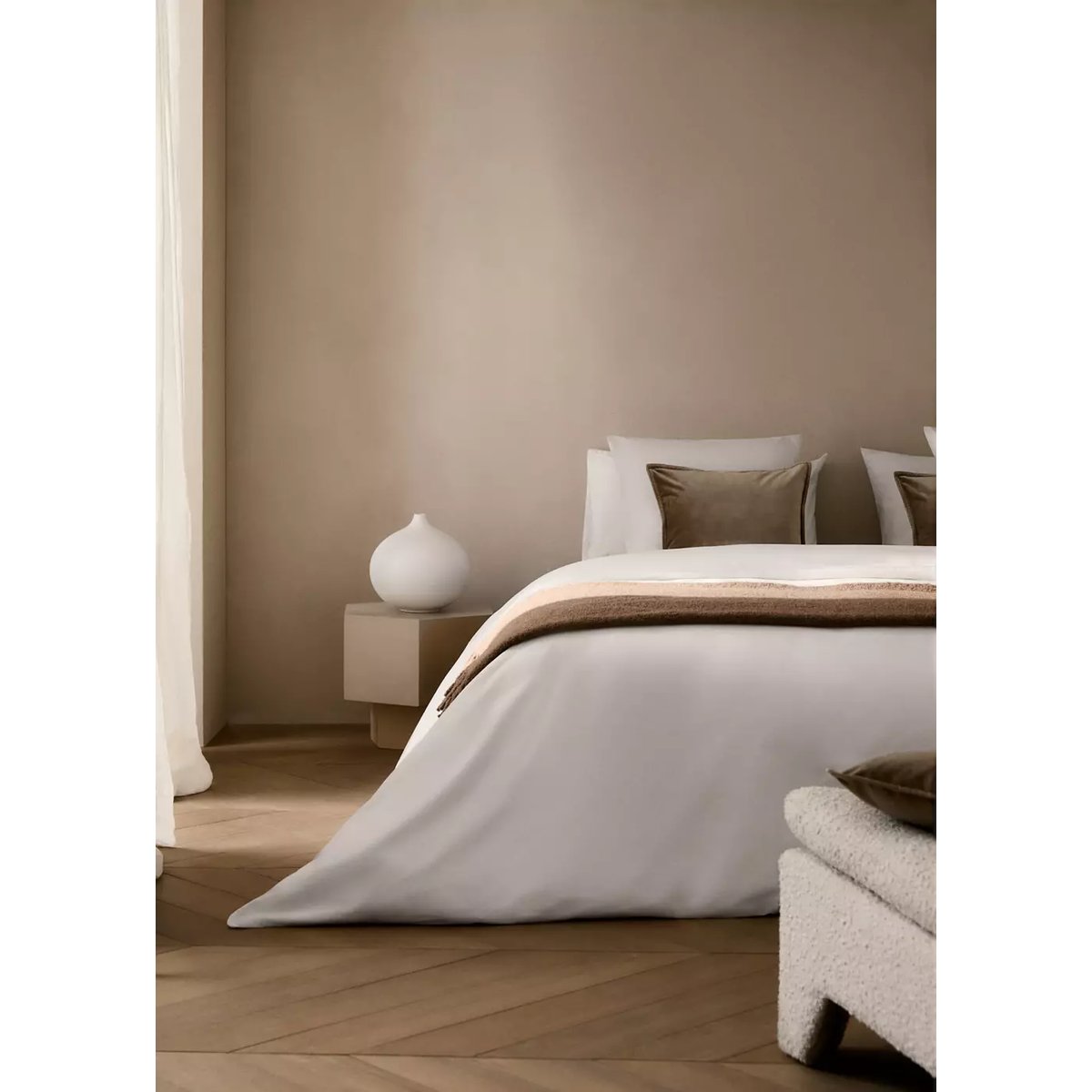 Housse de couette percale de coton lit 150/160 cm blanc, MANGO HOME