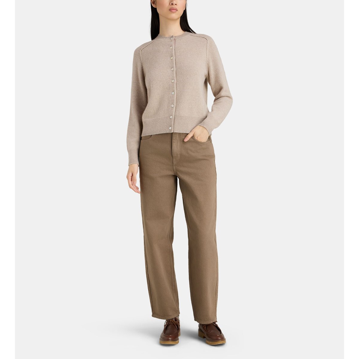 Gilet droit oulan cachemire taupe, JODHPUR