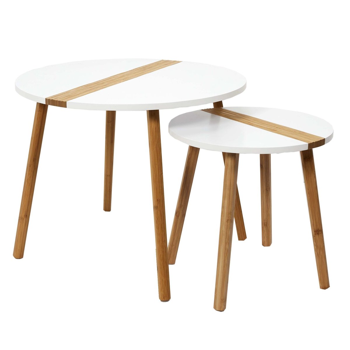 Ensemble de 2 tables gigognes bicolores RELIEF blanc, TOILINUX
