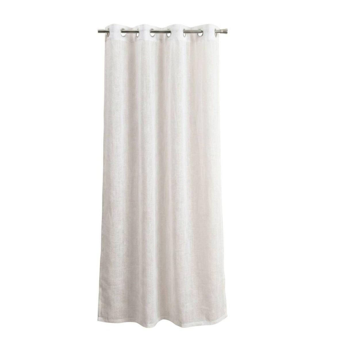 Rideau tamisant 100% coton flammé 140x250cm blanc, ORNAMI