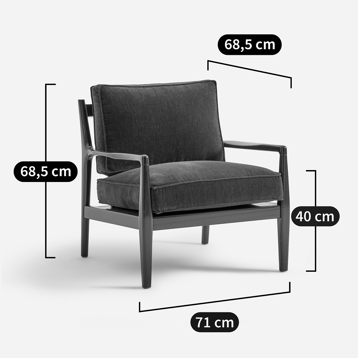 Sillón de terciopelo con estructura lacada, Dilma rojo birmano, AM.PM
