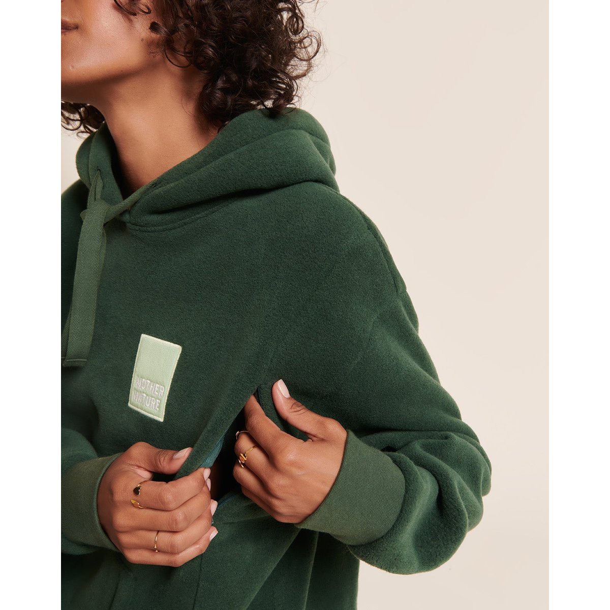 Sweat d'allaitement en polaire recyclée, MOTHER NATURE vert - vert nuit, EMOI EMOI