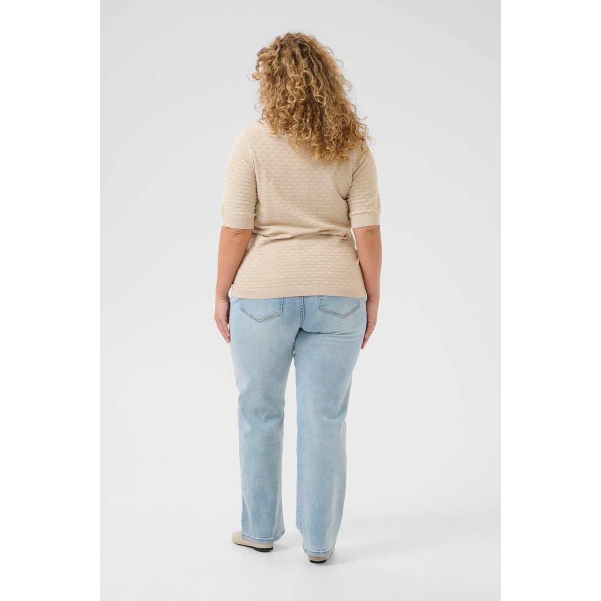 Pullover tricoté beige imprimé feather gray, KAFFE CURVE