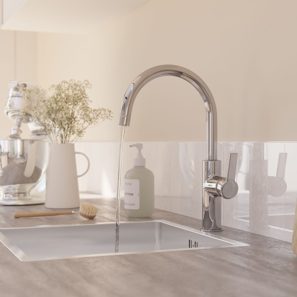 Robinet de cuisine argenté, STAR gris/argent, DELINIA
