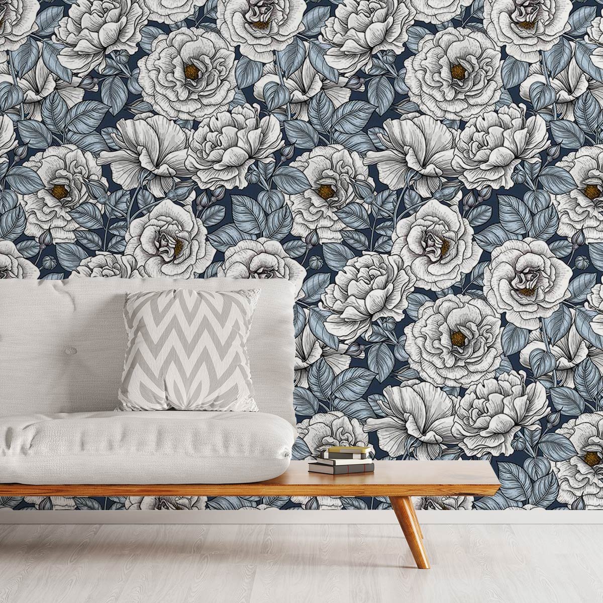 Papier peint campagnes bleues intissé, HEXOA