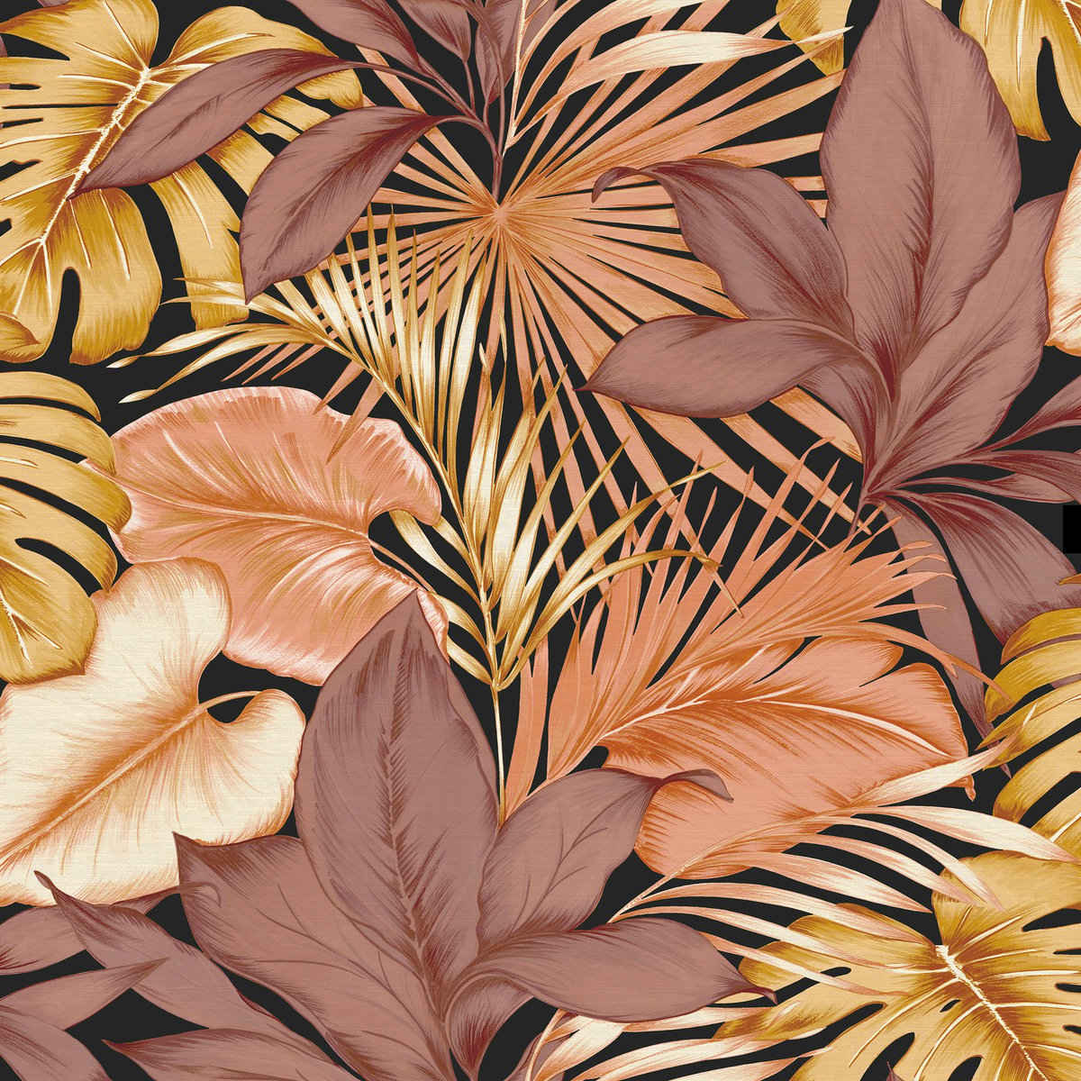 Papier peint feuilles d'eucalyptus Indra marron, ocre, sépia, SUPERFRESCO EASY