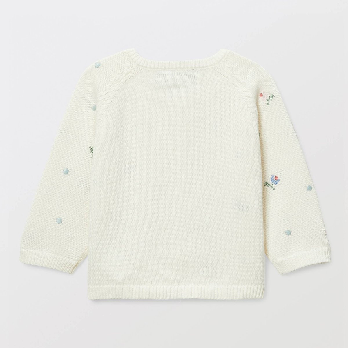 Cardigan brodé en point de croix en coton ecru, BOUT'CHOU