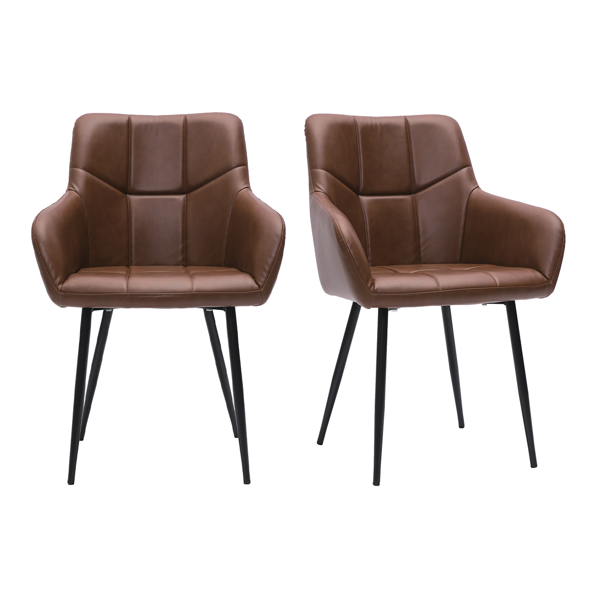 Chaises design matelassées (lot de 2) MONTERO marron, MILIBOO