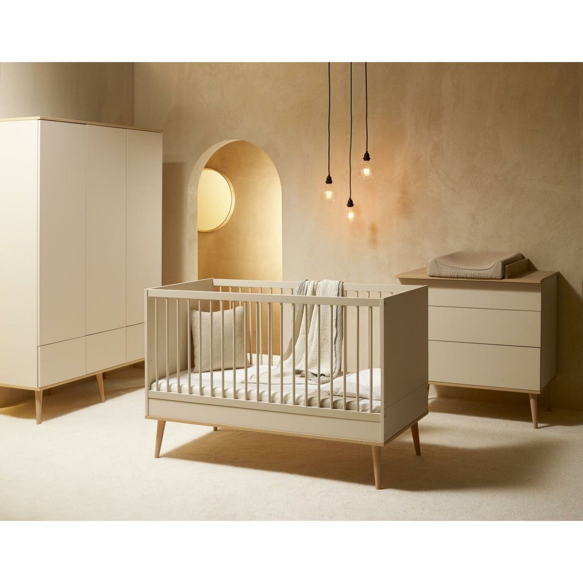Commode 3 tiroirs beige flow, QUAX