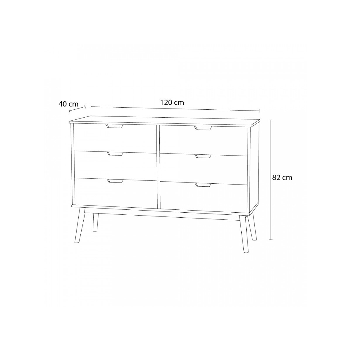 Commode 6 tiroirs 120 cm, ALMA multicolore, BOBOCHIC