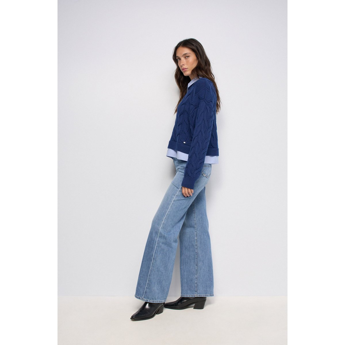 PULL COMBINÉ AVEC CHEMISE bleu, SALSA JEANS