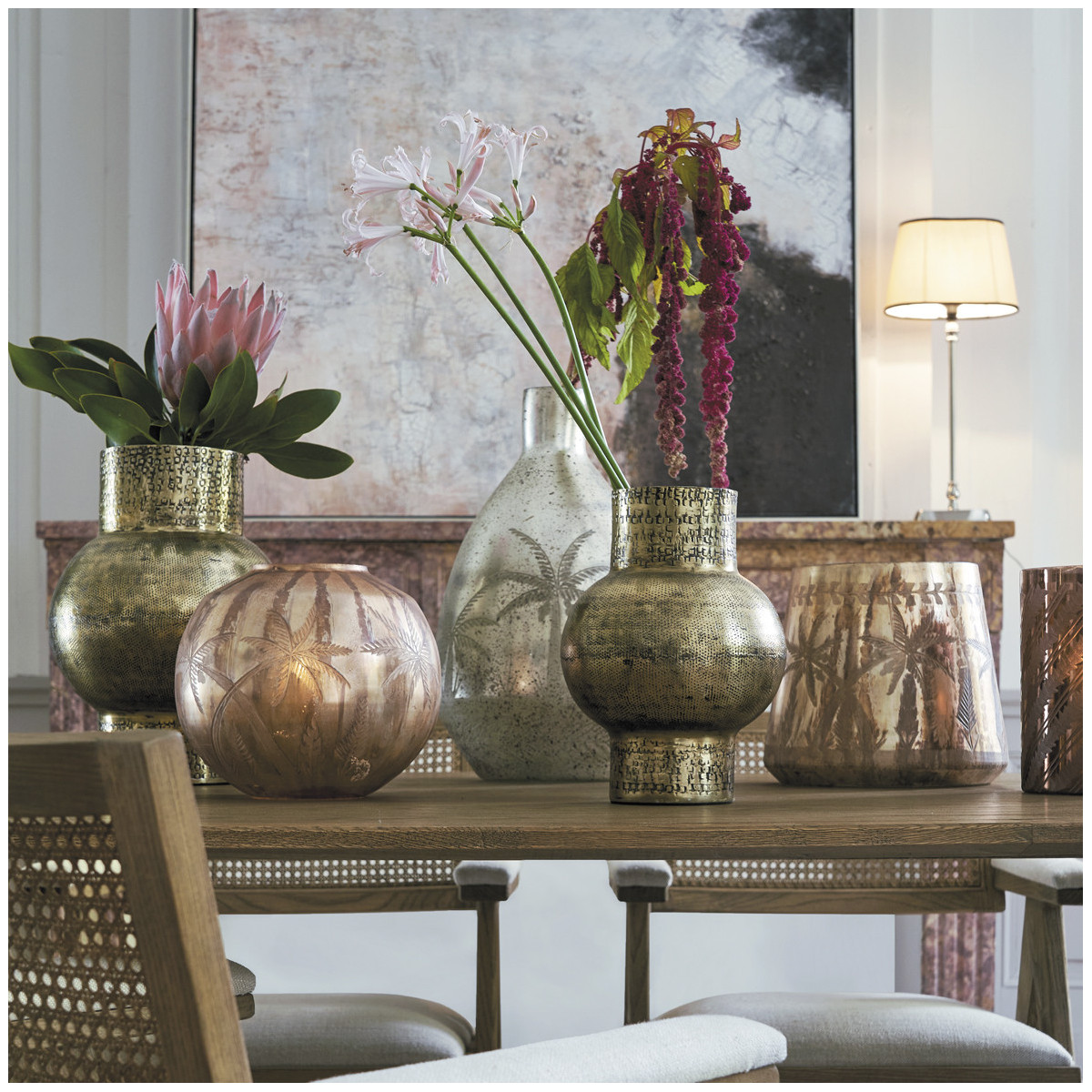 Vase en laiton bronze, BLANC D’IVOIRE