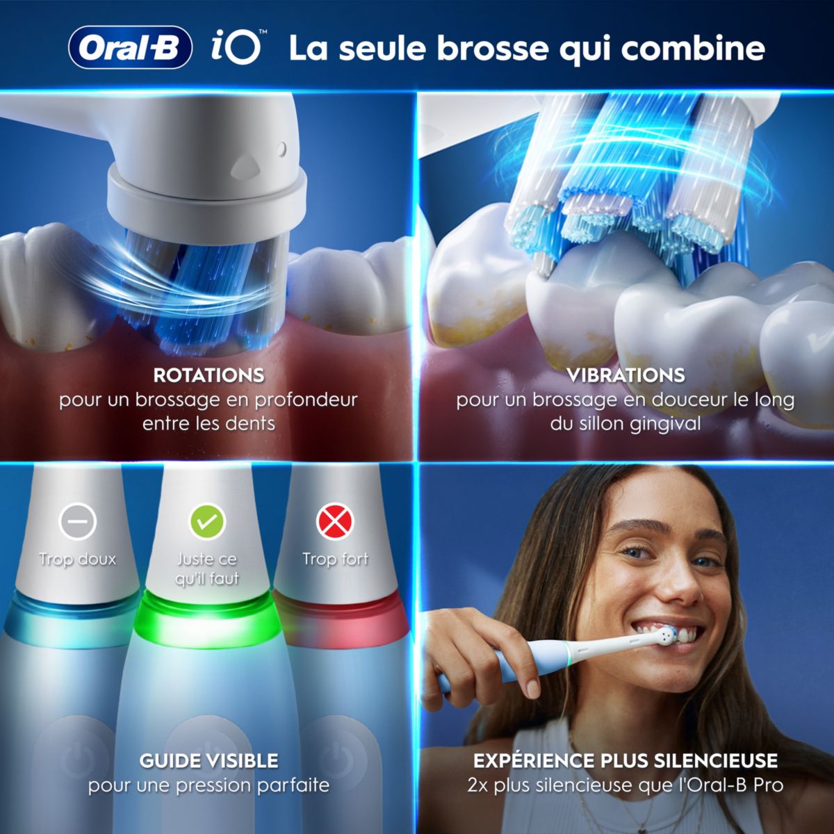 Brosse à dents électrique iO3S Bleue couleur unique, ORAL B