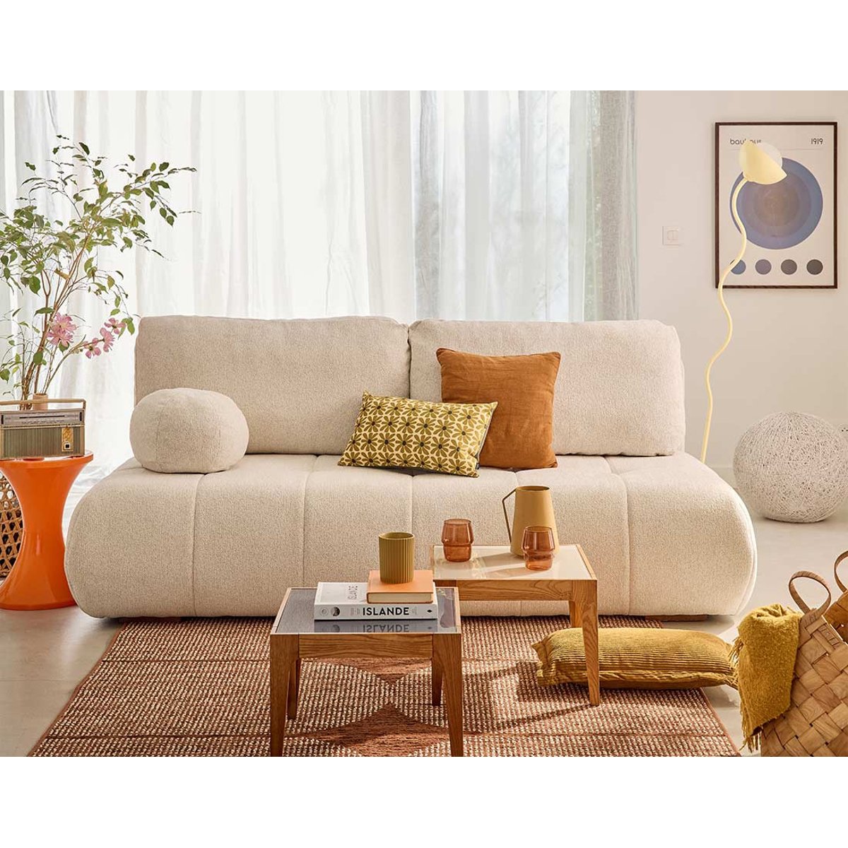 Canapé Convertible 3 places - BOWIE beige, BEST MOBILIER