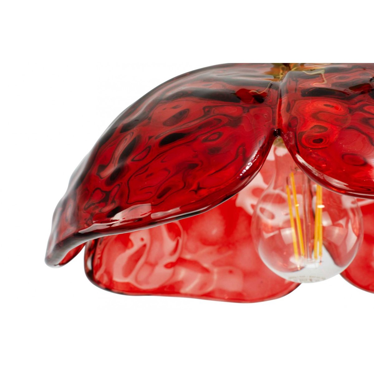 Suspension en verre et métal, KLOVER rouge, C-CREATION
