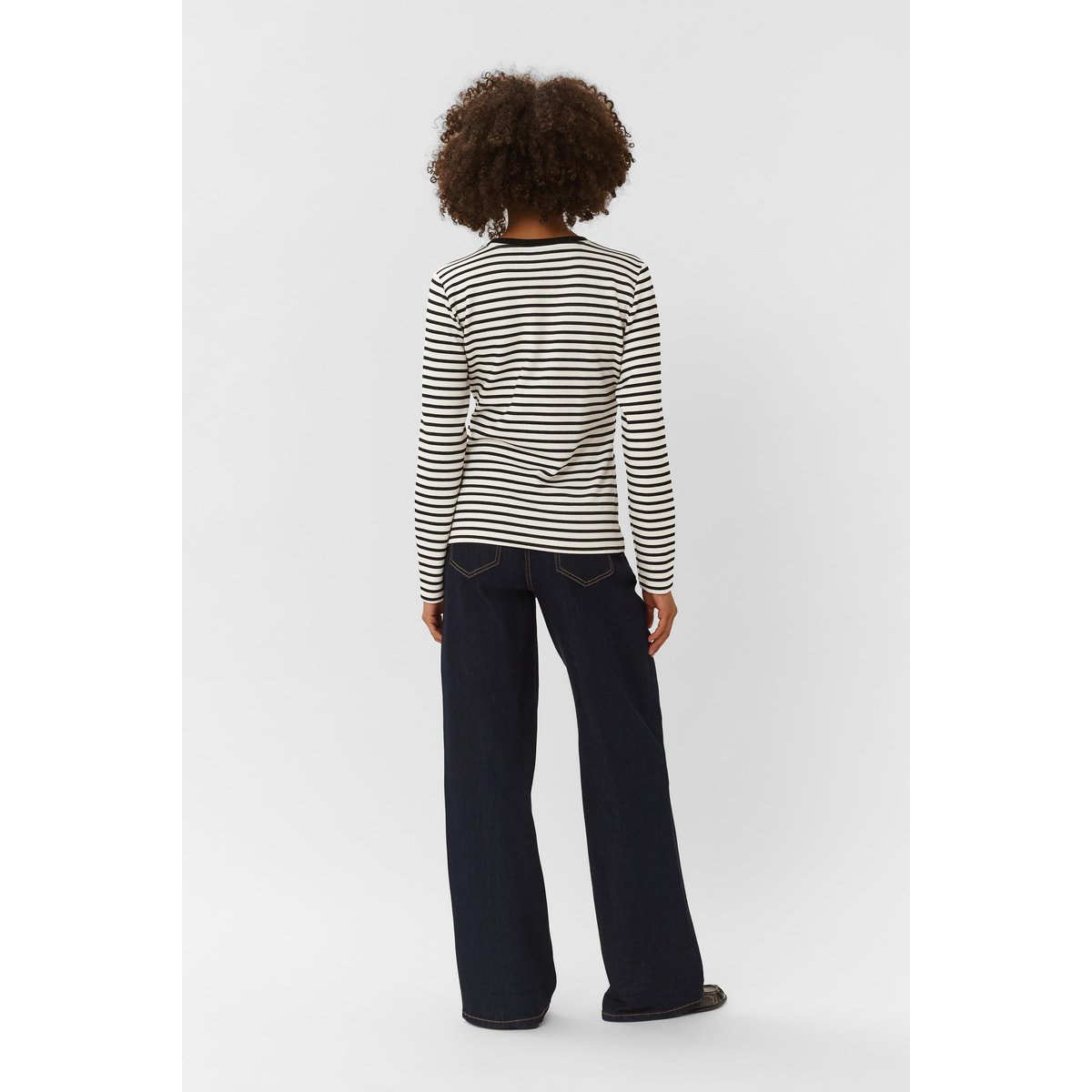 T-shirt à manches longues noir blanc black/white stripe, CULTURE