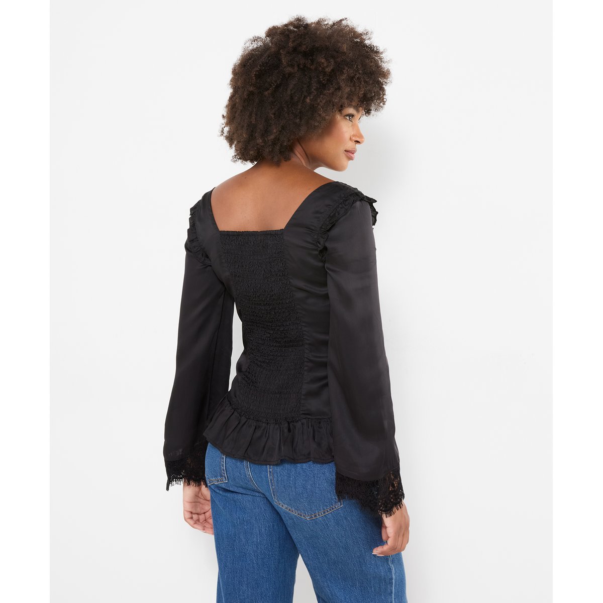 Blouse en Dentelle à Manches Larges et Laçage noir, JOE BROWNS