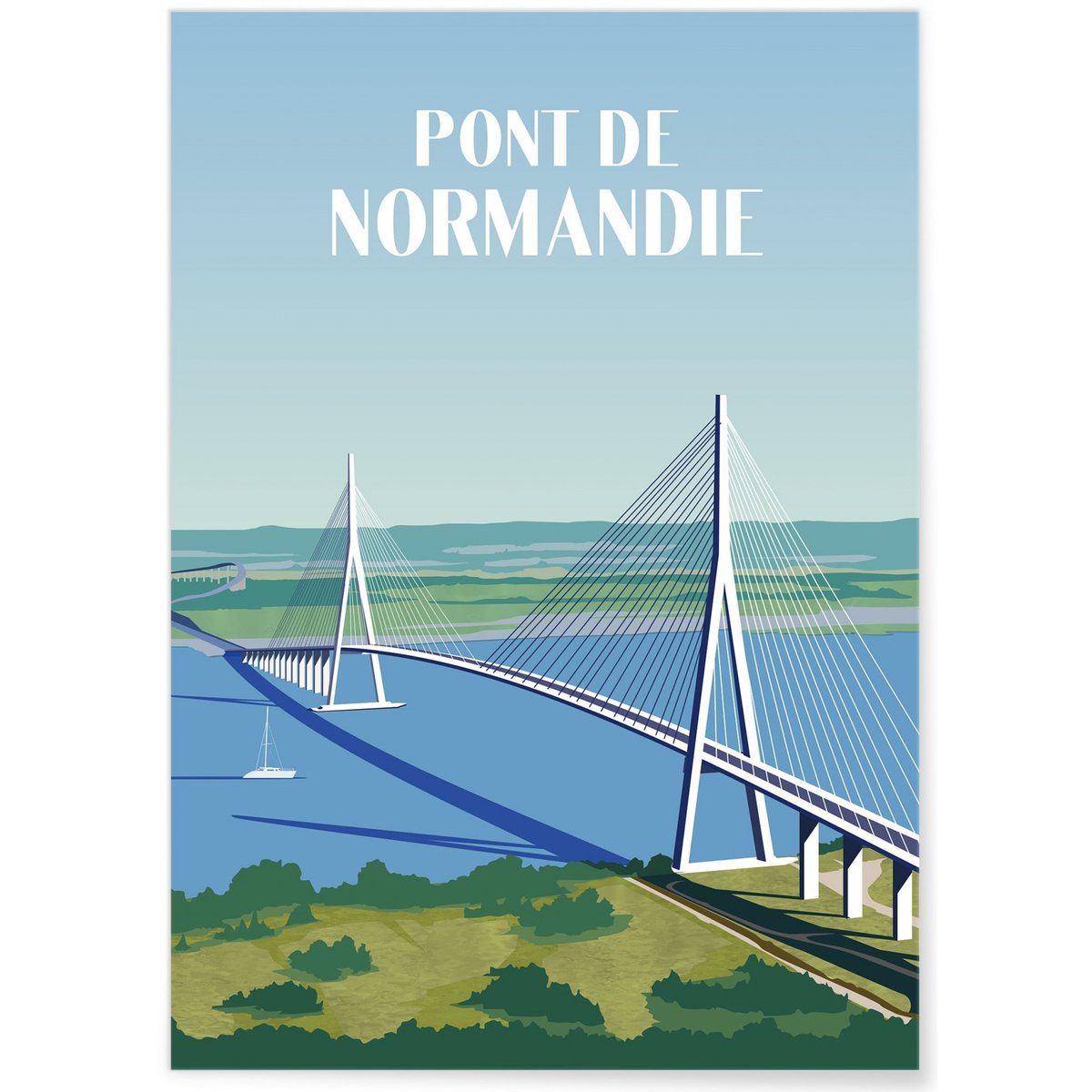 Affiche Pont de Normandie blanc, L'AFFICHERIE