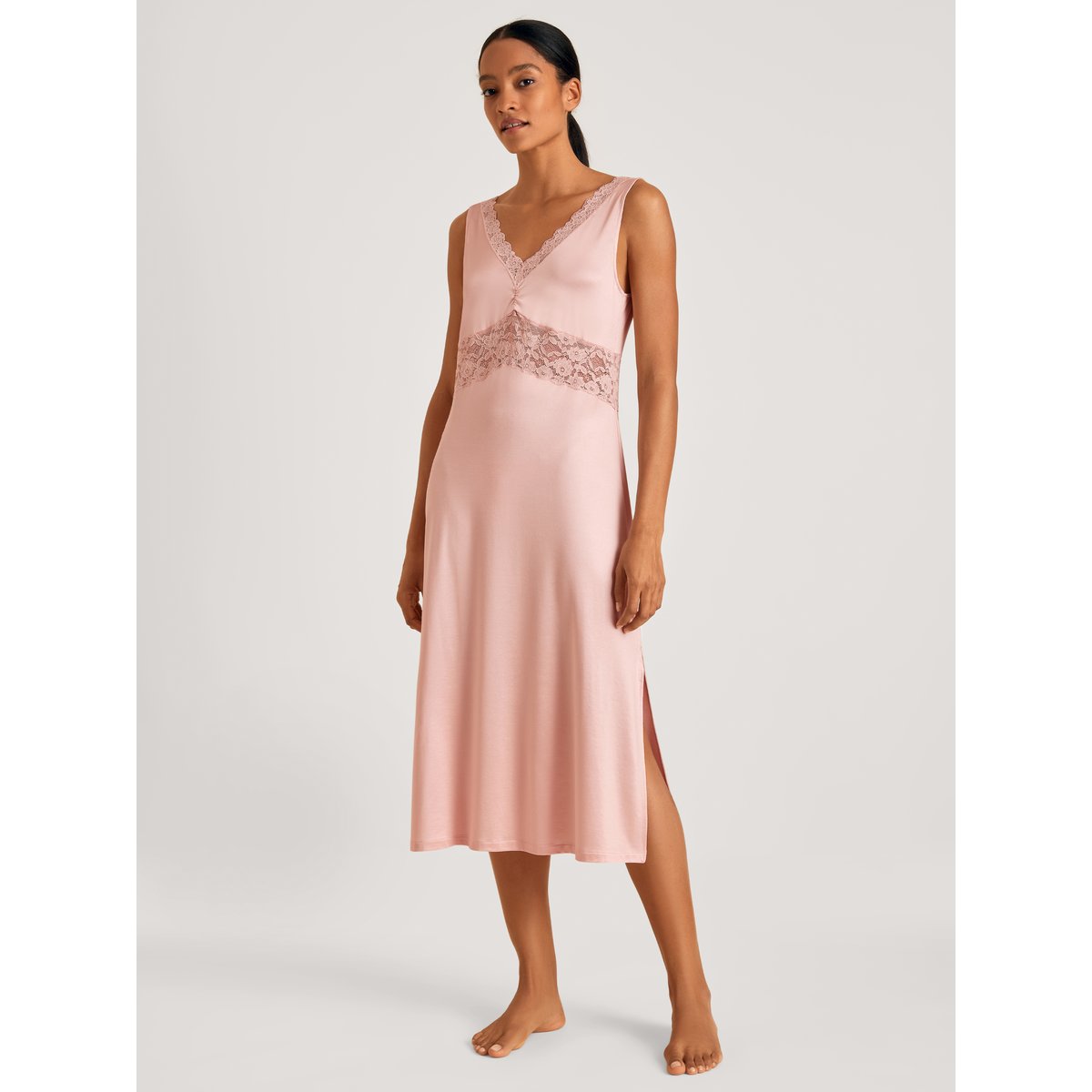 Chemise de nuit, longueur 120cm, Cradle to Cradle Certified® sans manches Viscose 100% NATURE ROMANCE rose pêche, CALIDA
