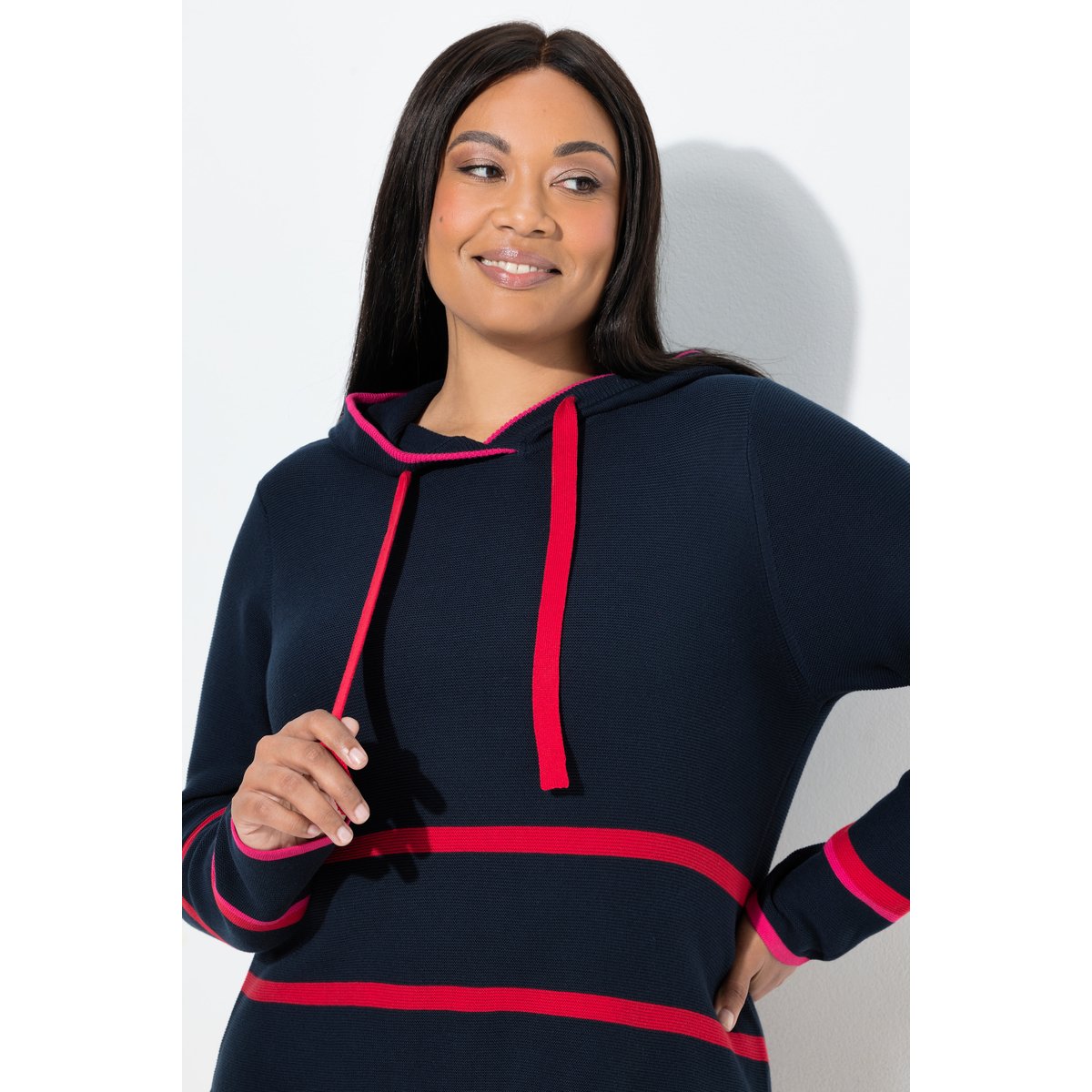 Pull à capuche rayé marine, ULLA POPKEN
