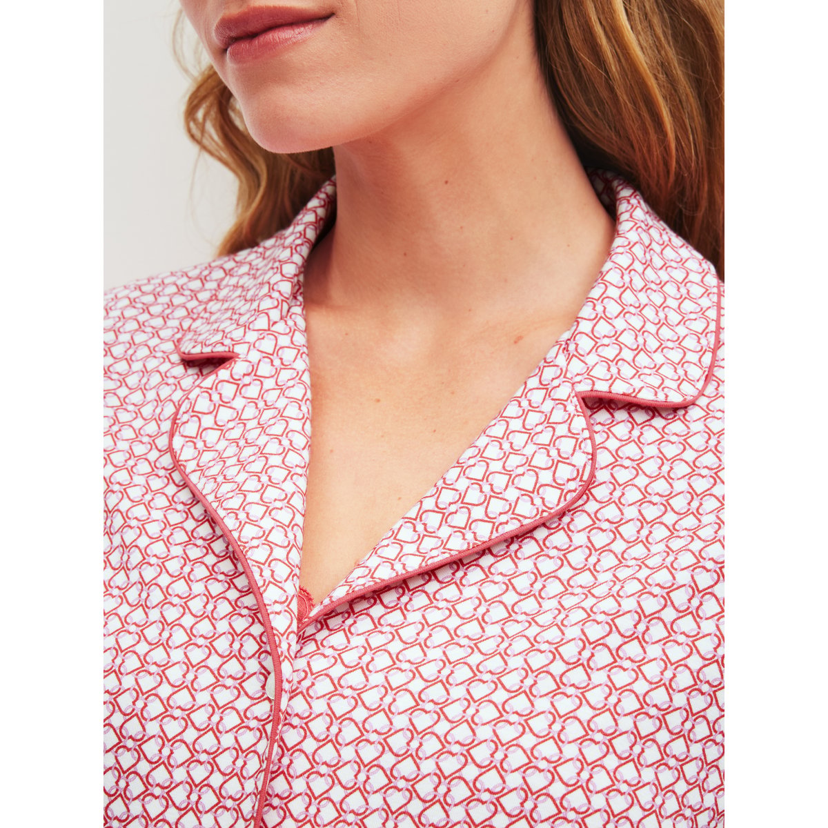 Chemise à manches longues avec boutons manches longues Coton FAVOURITES LOVE daret red, CALIDA