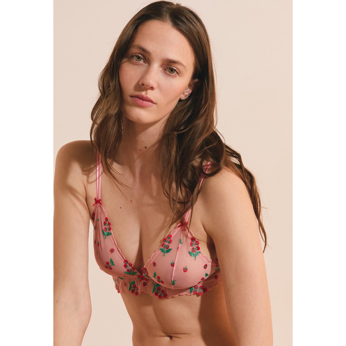 Soutien-gorge triangle avec broderie tomates TOMATO LOVE multicolore, ETAM