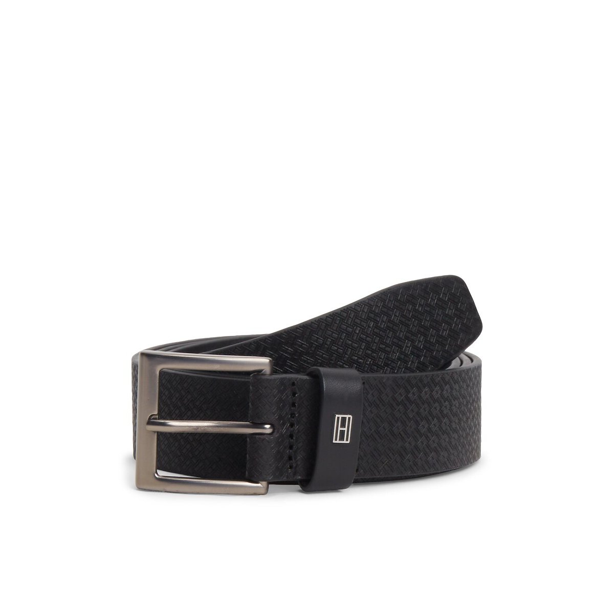 Cinto em pele, largura 3,5 cm, Soho Flag preto , TOMMY HILFIGER