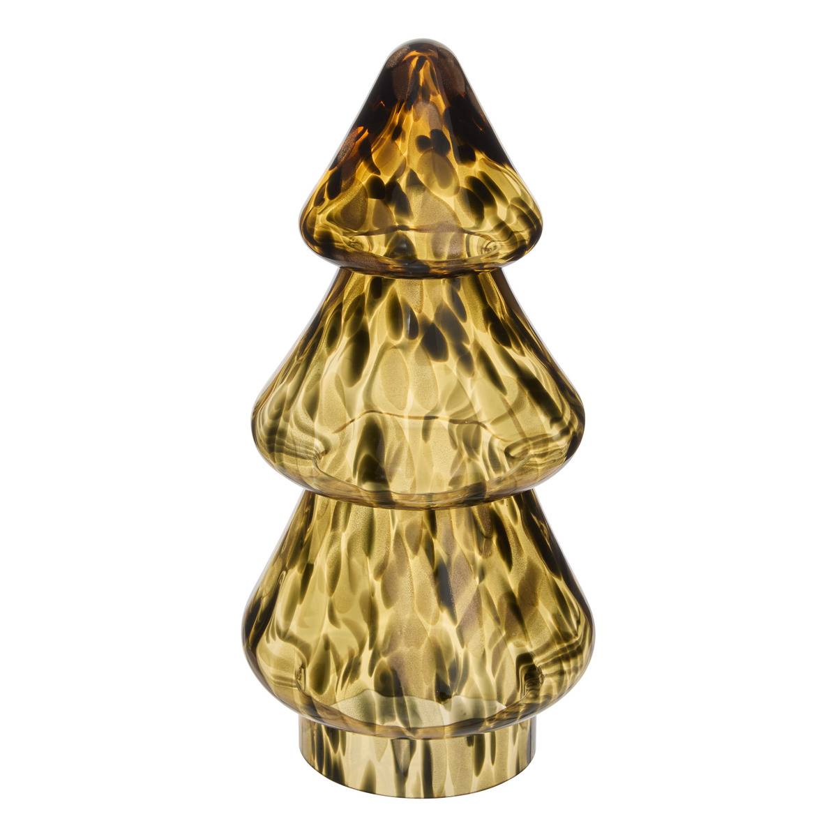 Sapin de Noël décoratif en verre motif léopard H. 30 cm marron, FEERIC LIGHTS & CHRISTMAS
