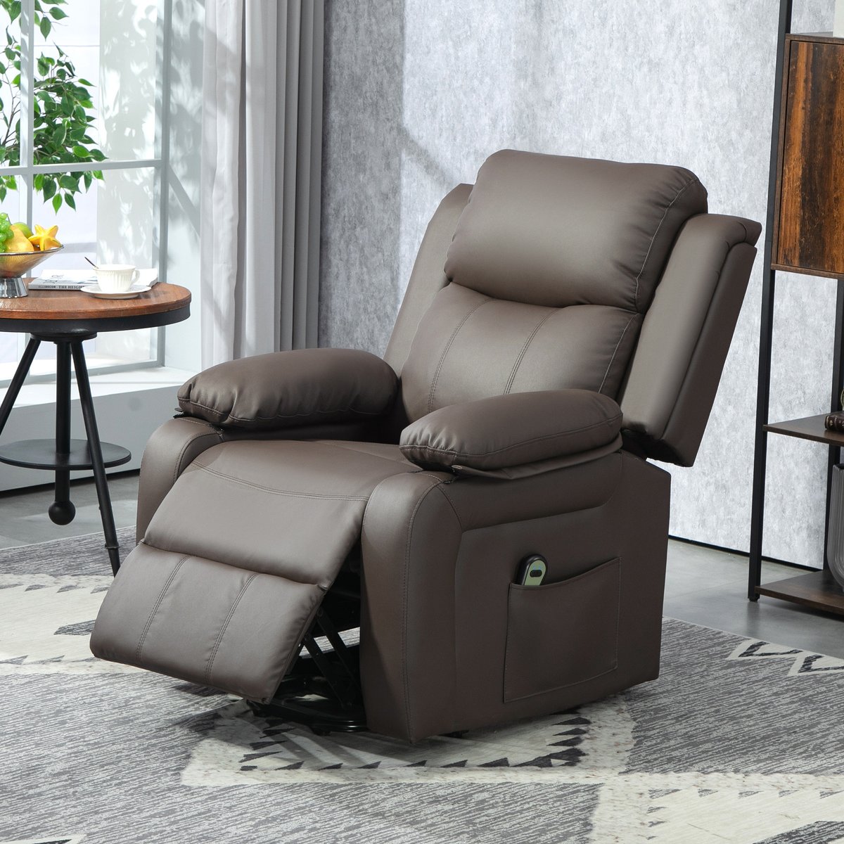 Fauteuil releveur électrique PU Marron marron foncé, HOMCOM