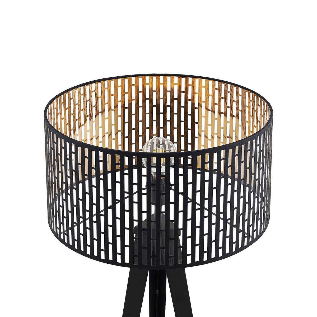 Lampadaire en métal, Thoralf noir, or, LINDBY