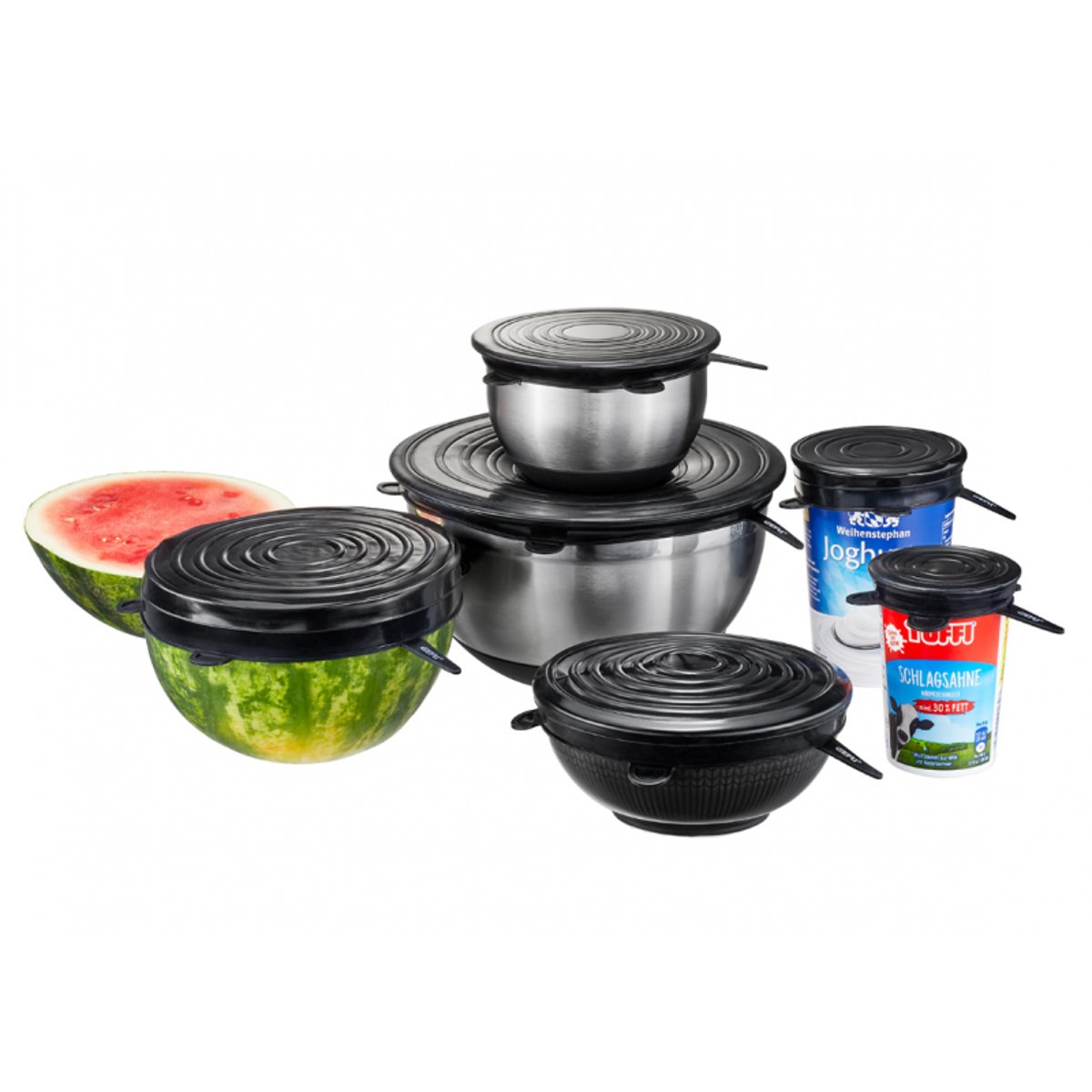 Couvercle en silicone FLEXIFRESH, 6 pièces noir, GEFU