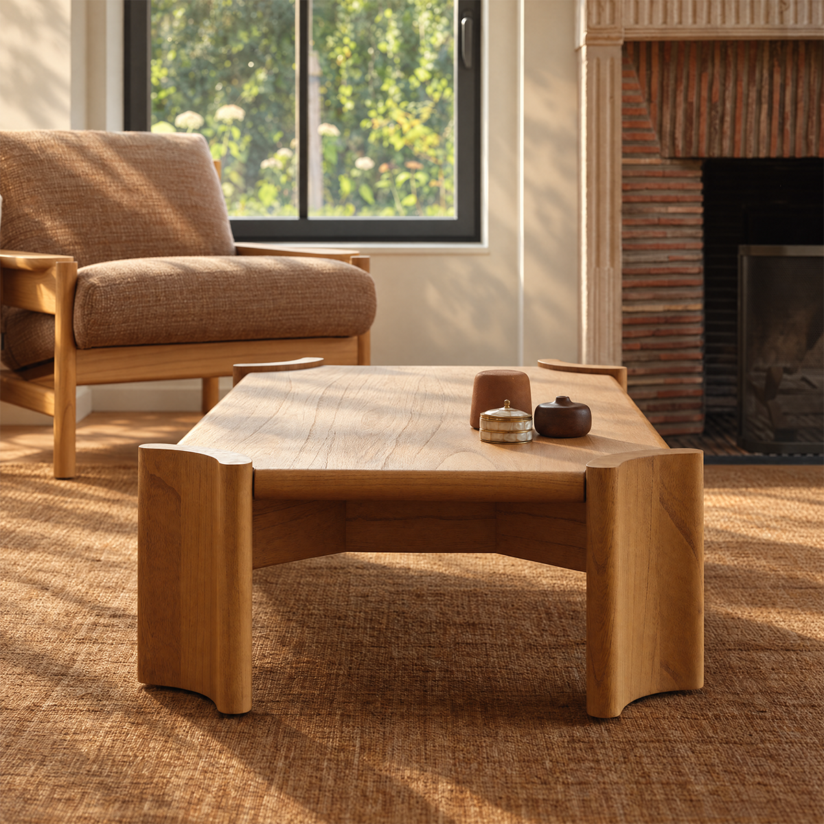 Table basse en mindi ALVAR naturel, BERAH GETAH