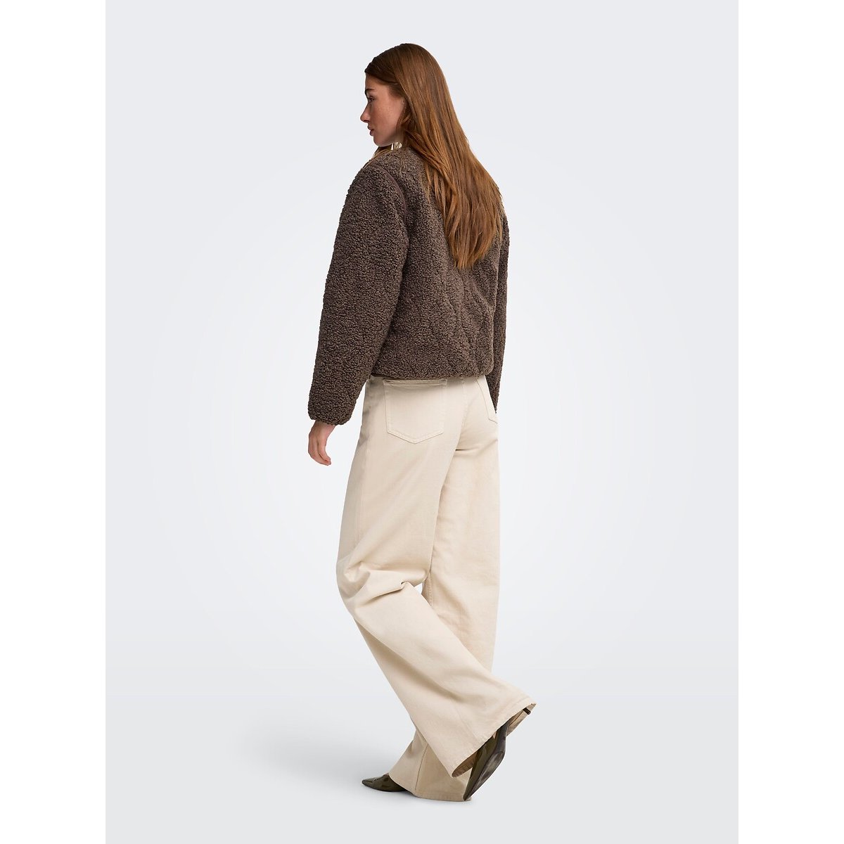 Veste en sherpa marron chocolat, ONLY