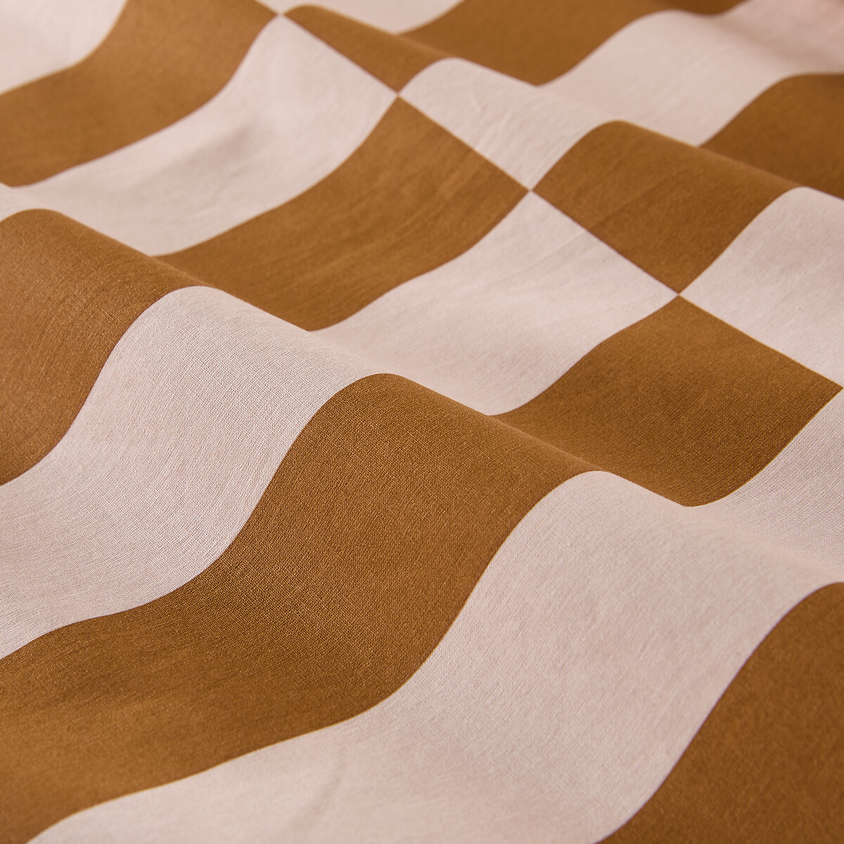 Fronha de almofada em 50% algodão reciclado, estampado geométrico, TABAKA CARAMEL rosa/caramelo, LA REDOUTE INTERIEURS