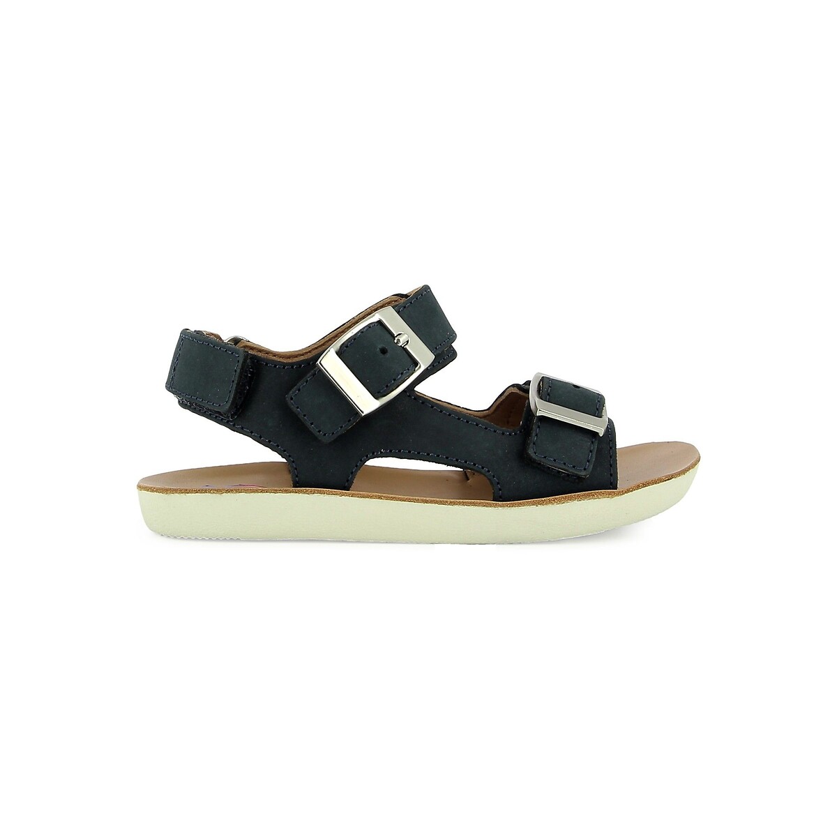 Sandales cuir Goa Boy à scratch   bleu marine, SHOO POM