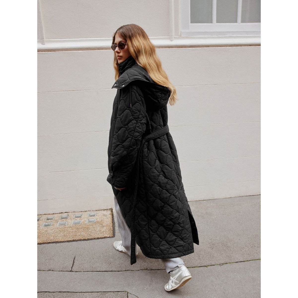 Veste longue matelassée noir, NEXT