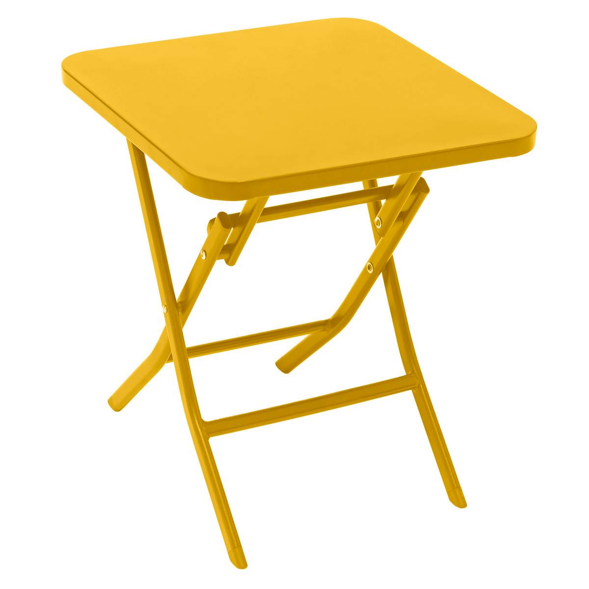 Table d'appoint de jardin pliante carrée en aluminium GREENSBORO moutarde, HESPERIDE