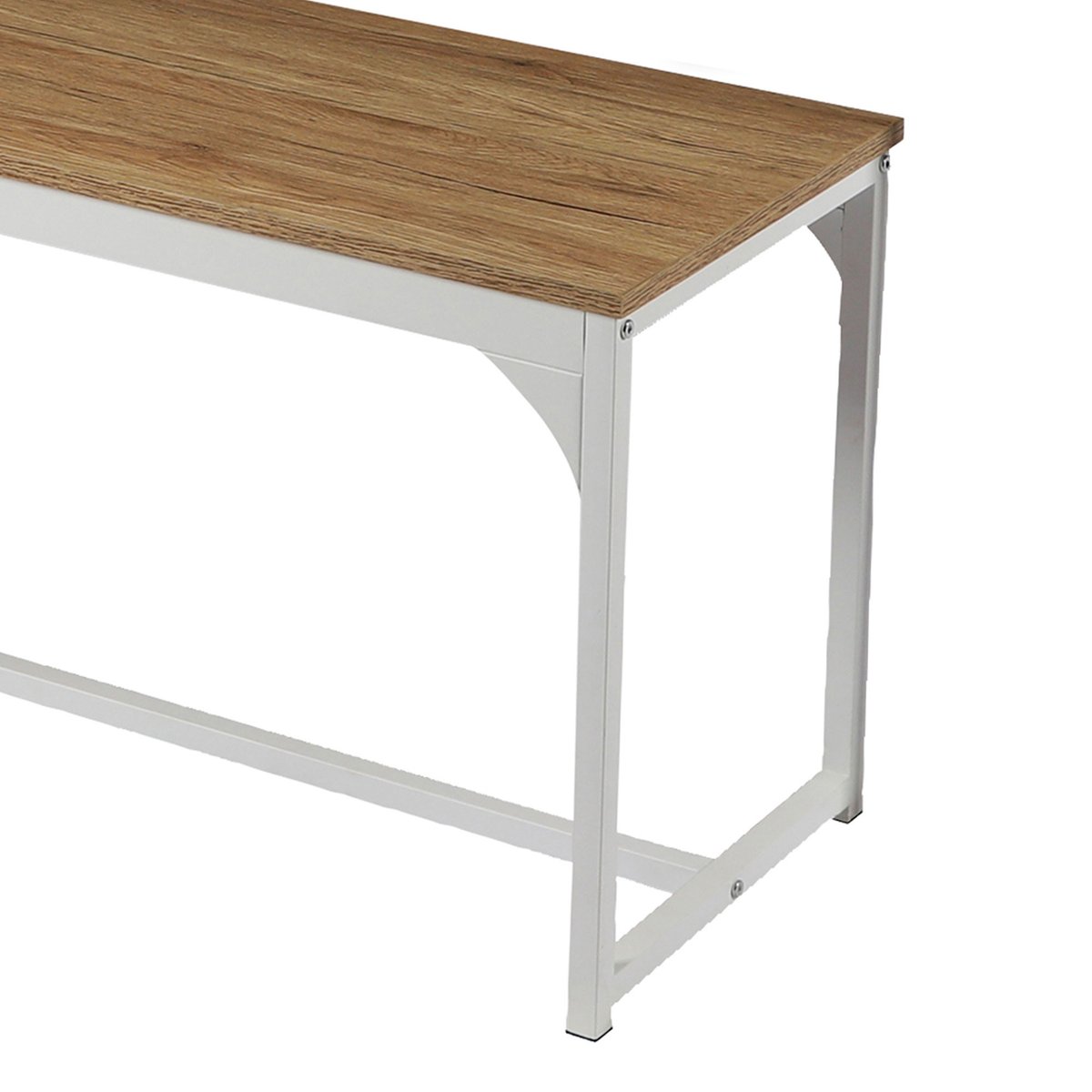 Banc en bois et métal blanc 120x35x46cm blanc, WADIGA