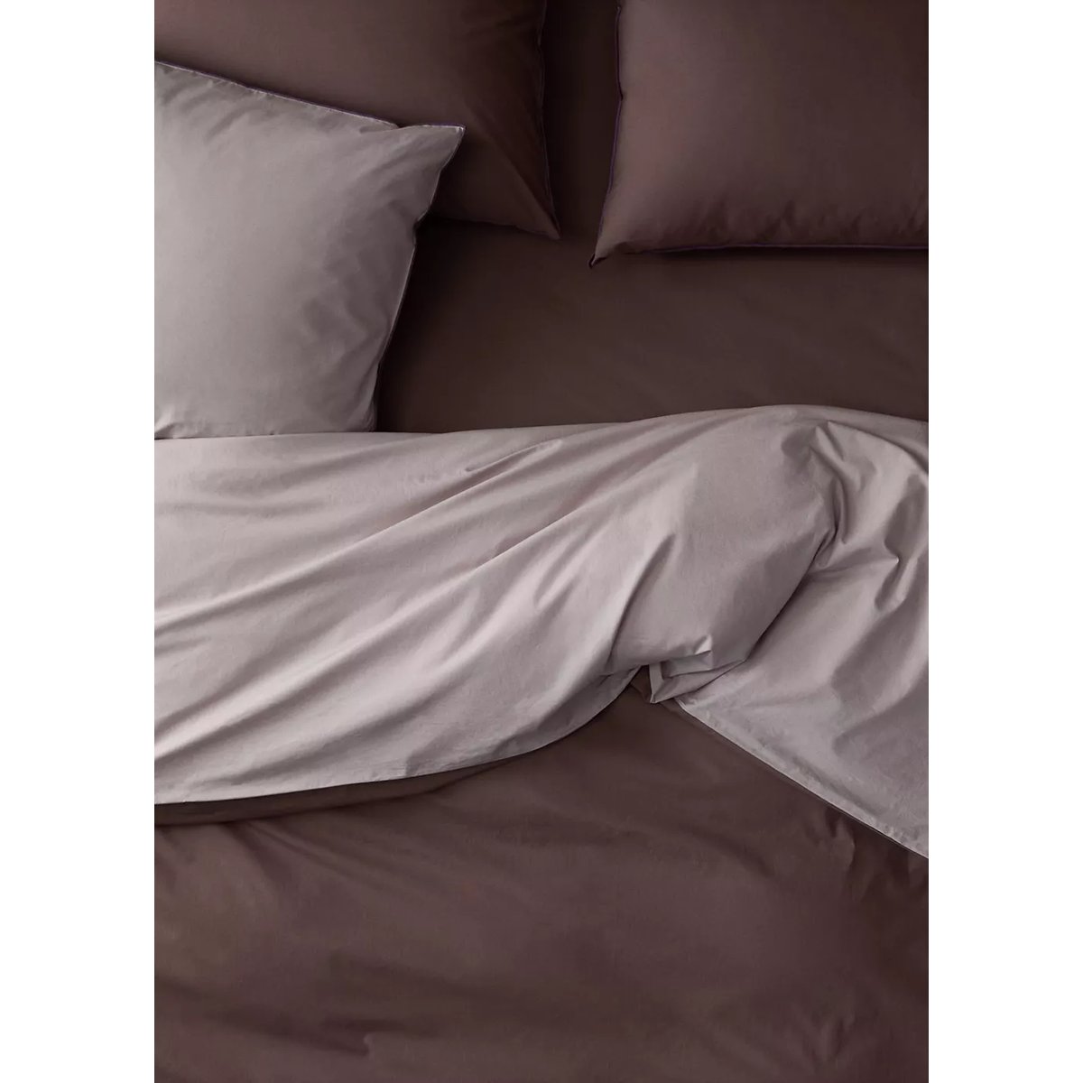 Housse de couette en coton percale réversible pour lit 200 cm marron, MANGO HOME