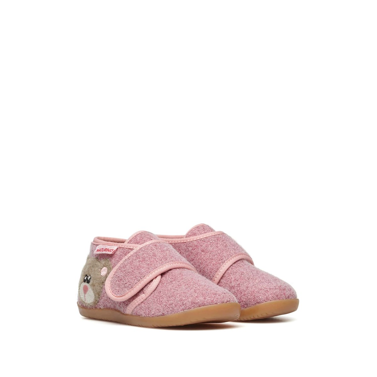 Pantoufles avec écusson ours CARILLON rose, NATURINO