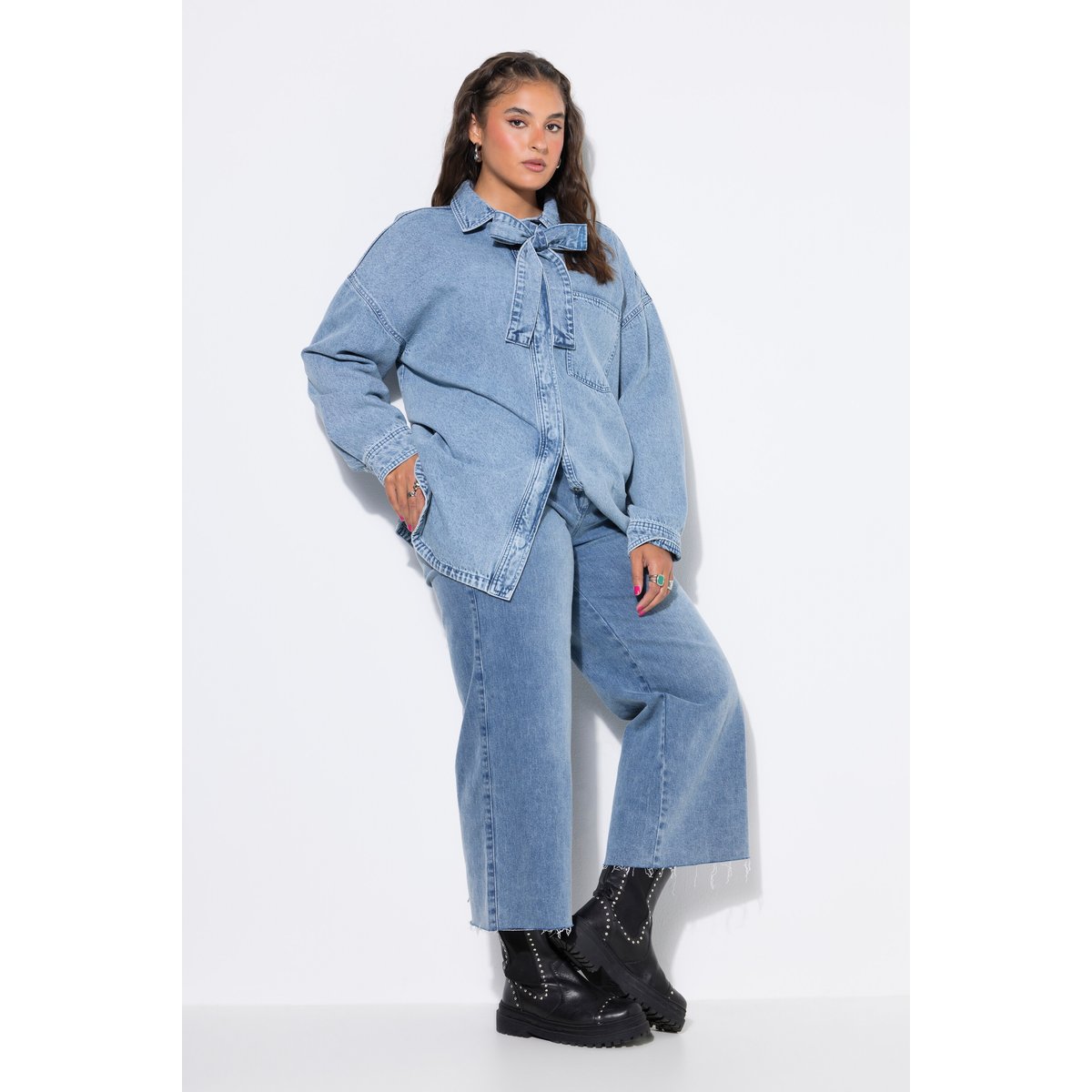 Culotte en jean, jambes larges bleu jean, STUDIO UNTOLD