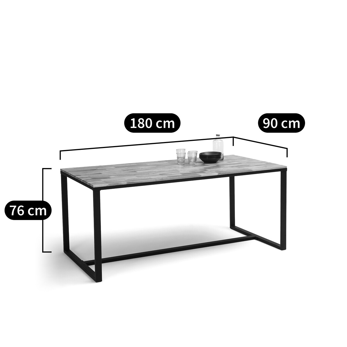 Hiba 8-Seater Dining Table in Oak and Steel natural, LA REDOUTE INTERIEURS