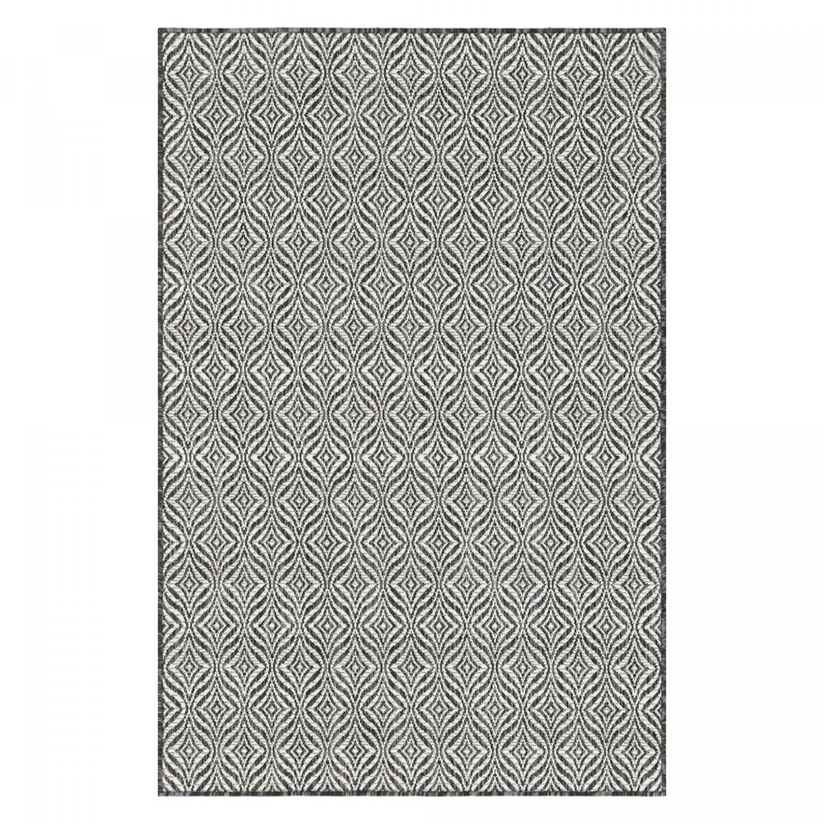 Tapis rond tissé motif faux uni HAVEN 3 gris, blanc, UN AMOUR DE TAPIS