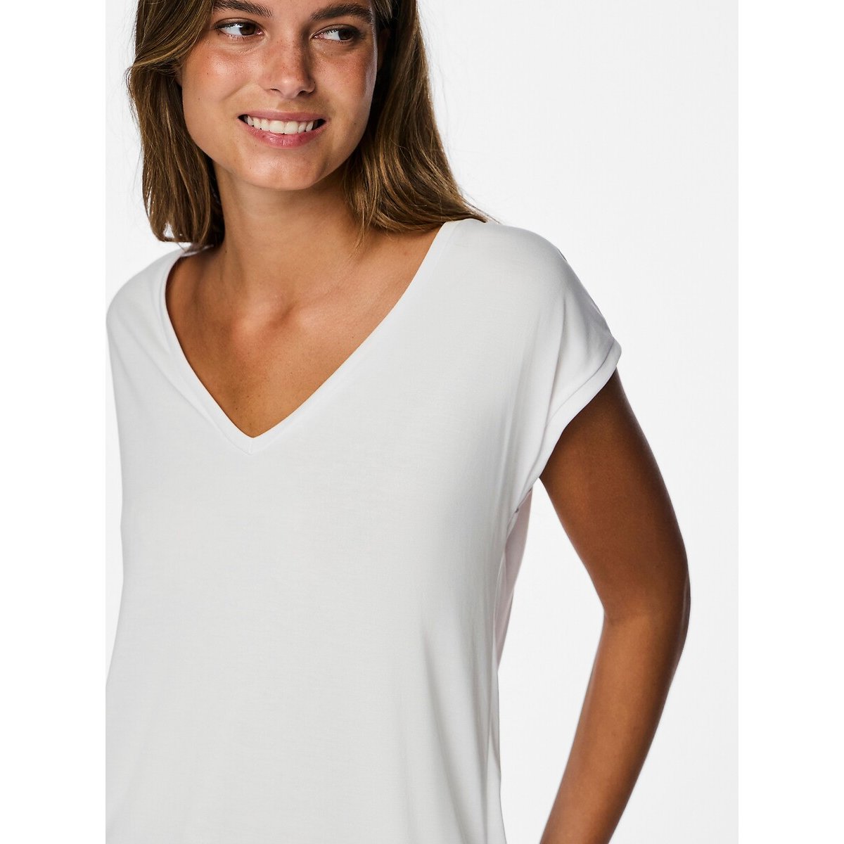 V-Neck T-Shirt white, PIECES