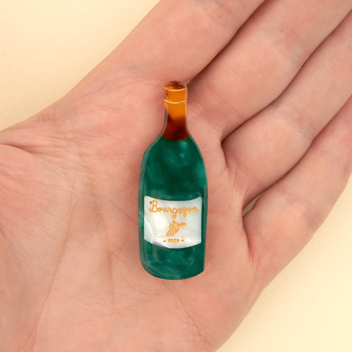 Barrette VIN vert bouteille, COUCOU SUZETTE